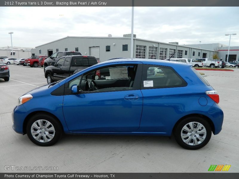 Blazing Blue Pearl / Ash Gray 2012 Toyota Yaris L 3 Door