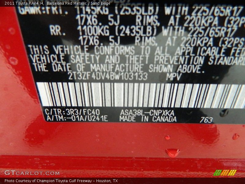 Barcelona Red Metallic / Sand Beige 2011 Toyota RAV4 I4