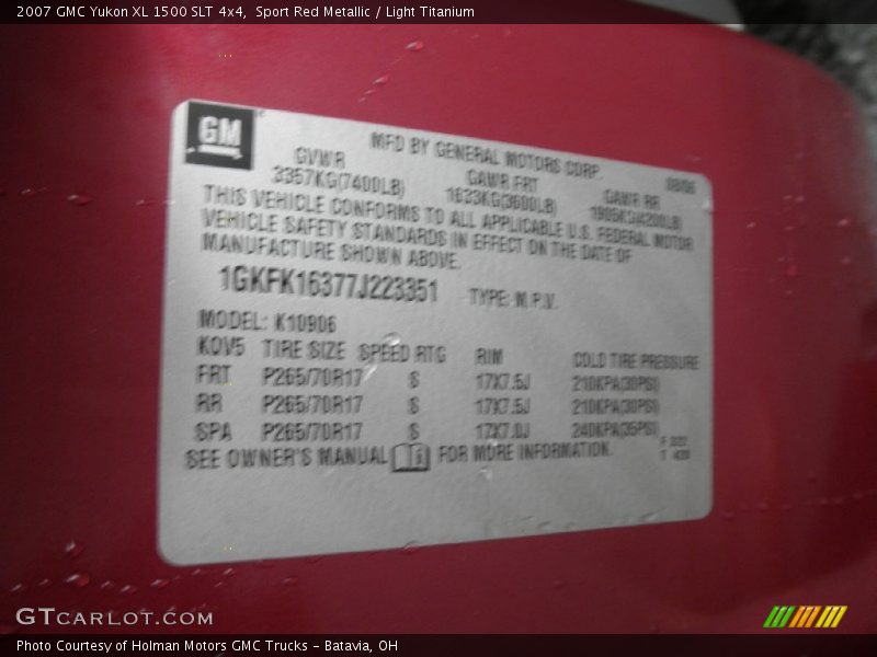 Sport Red Metallic / Light Titanium 2007 GMC Yukon XL 1500 SLT 4x4