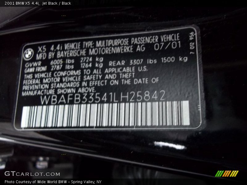 Jet Black / Black 2001 BMW X5 4.4i