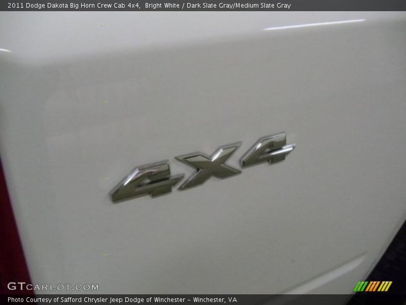 Bright White / Dark Slate Gray/Medium Slate Gray 2011 Dodge Dakota Big Horn Crew Cab 4x4