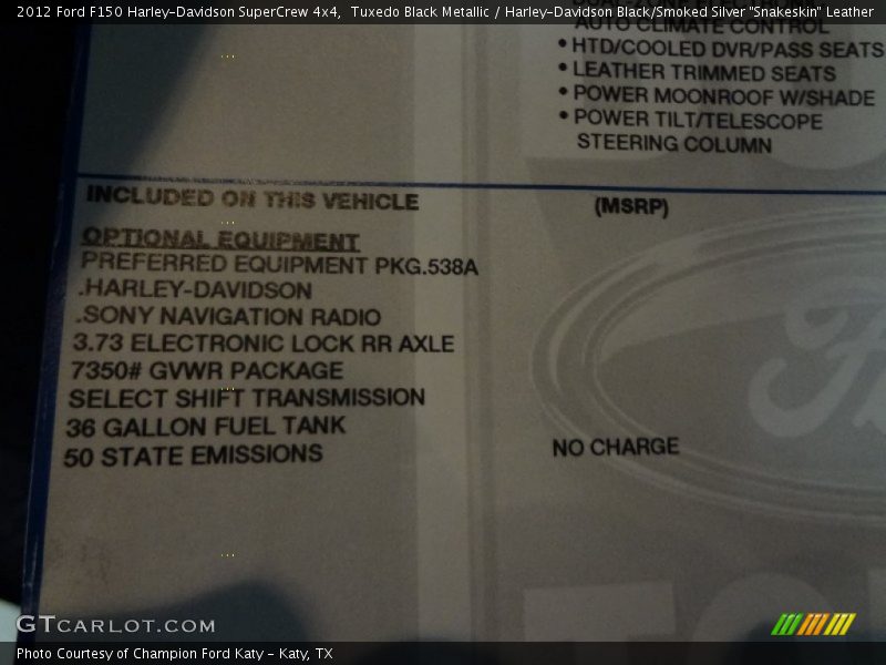 2012 F150 Harley-Davidson SuperCrew 4x4 Window Sticker