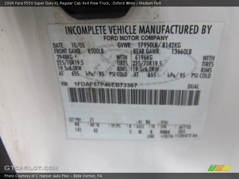 Oxford White / Medium Flint 2006 Ford F550 Super Duty XL Regular Cab 4x4 Plow Truck