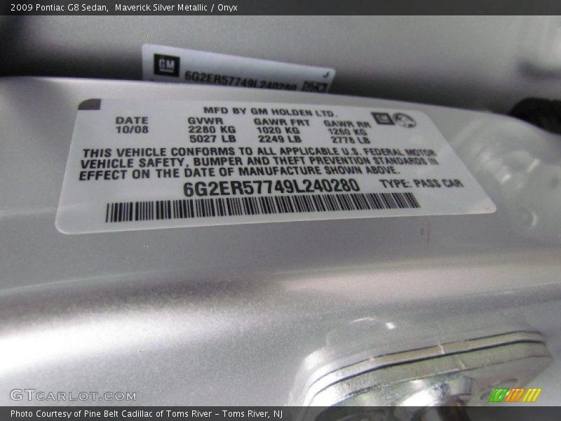 Maverick Silver Metallic / Onyx 2009 Pontiac G8 Sedan