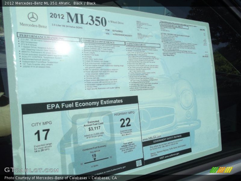 Black / Black 2012 Mercedes-Benz ML 350 4Matic