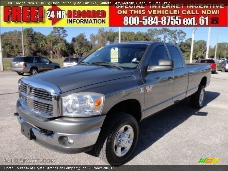 Mineral Gray Metallic / Medium Slate Gray 2008 Dodge Ram 3500 Big Horn Edition Quad Cab 4x4