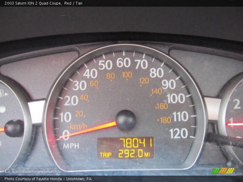 Red / Tan 2003 Saturn ION 2 Quad Coupe