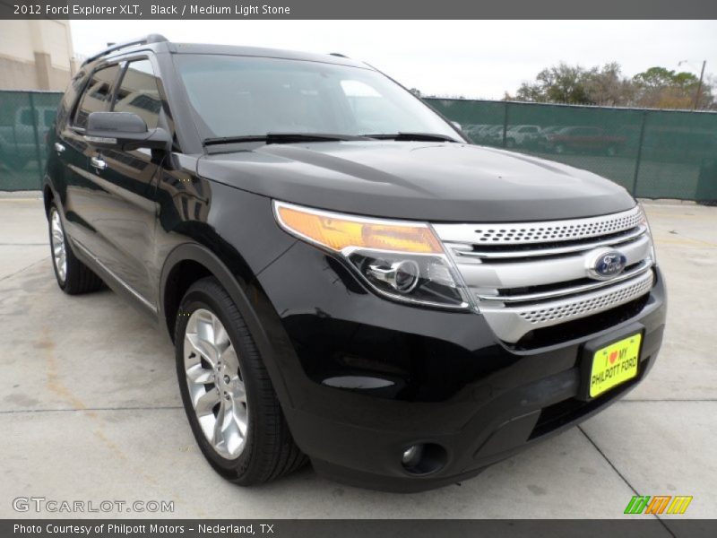 Black / Medium Light Stone 2012 Ford Explorer XLT
