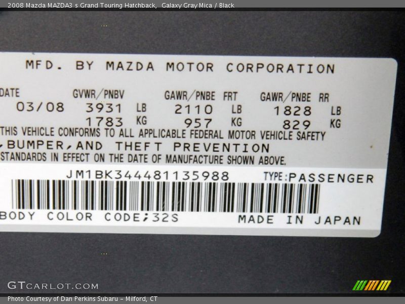 Galaxy Gray Mica / Black 2008 Mazda MAZDA3 s Grand Touring Hatchback