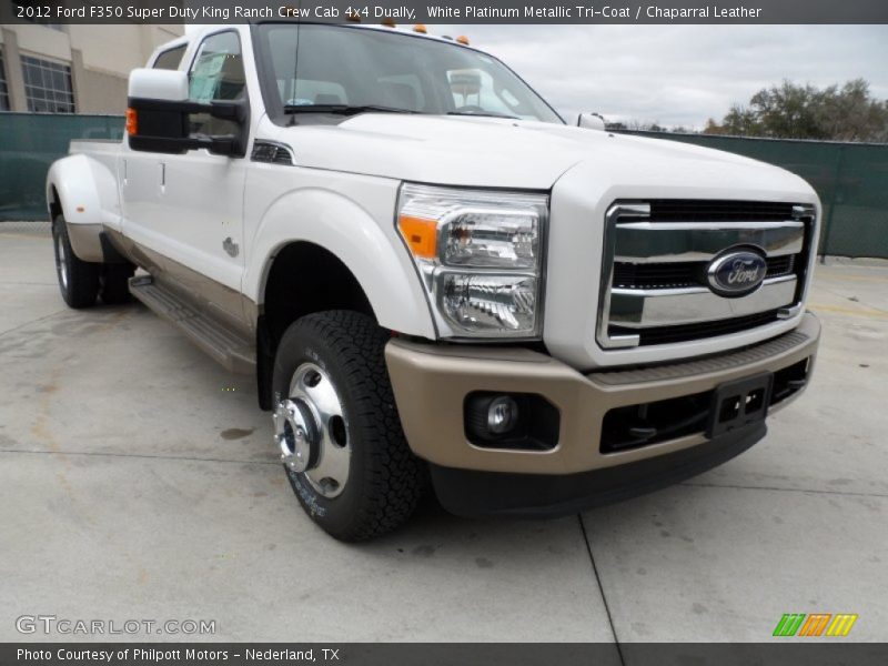 White Platinum Metallic Tri-Coat / Chaparral Leather 2012 Ford F350 Super Duty King Ranch Crew Cab 4x4 Dually
