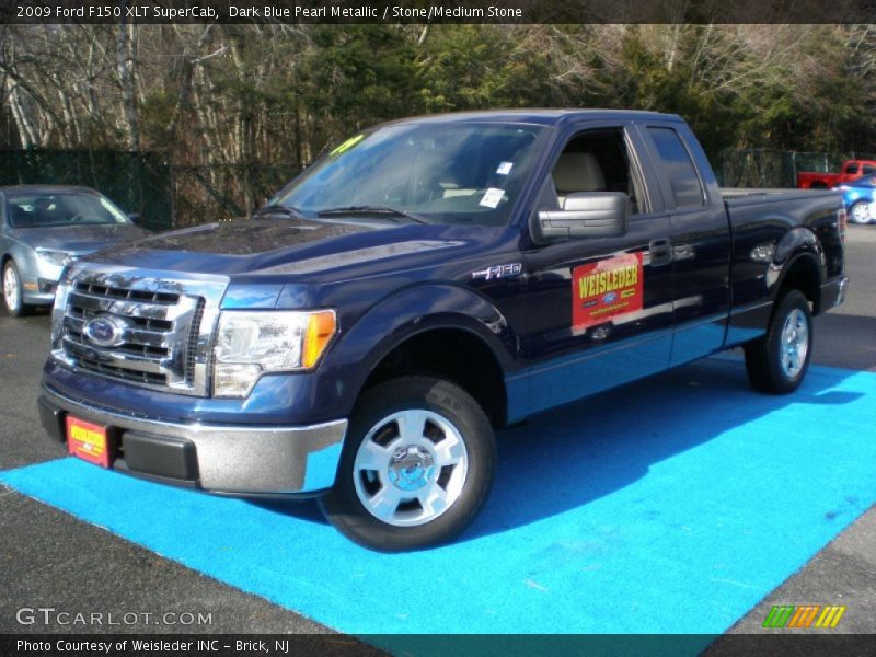 Dark Blue Pearl Metallic / Stone/Medium Stone 2009 Ford F150 XLT SuperCab
