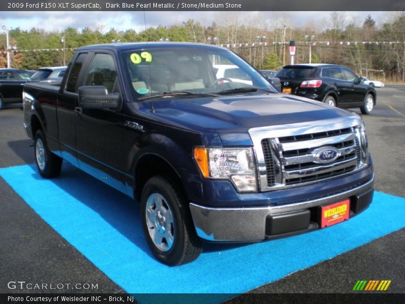 Dark Blue Pearl Metallic / Stone/Medium Stone 2009 Ford F150 XLT SuperCab