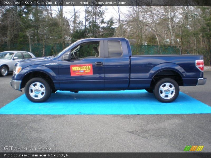 Dark Blue Pearl Metallic / Stone/Medium Stone 2009 Ford F150 XLT SuperCab
