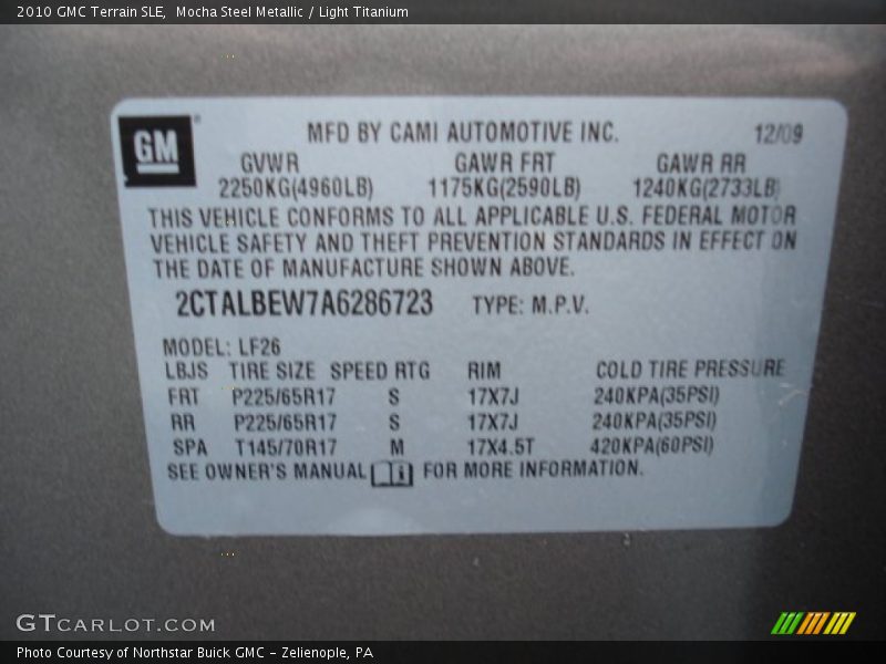Mocha Steel Metallic / Light Titanium 2010 GMC Terrain SLE