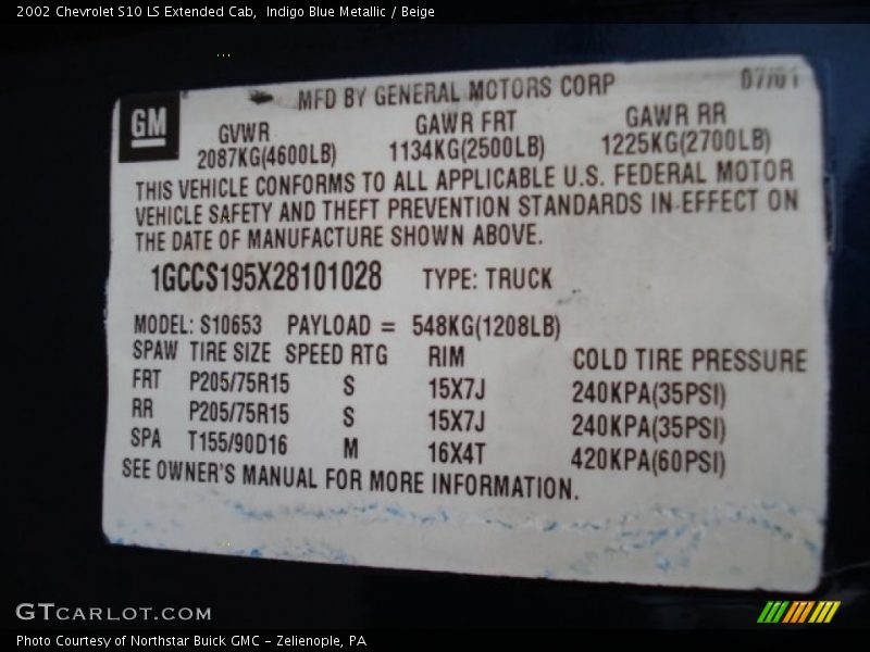 Indigo Blue Metallic / Beige 2002 Chevrolet S10 LS Extended Cab