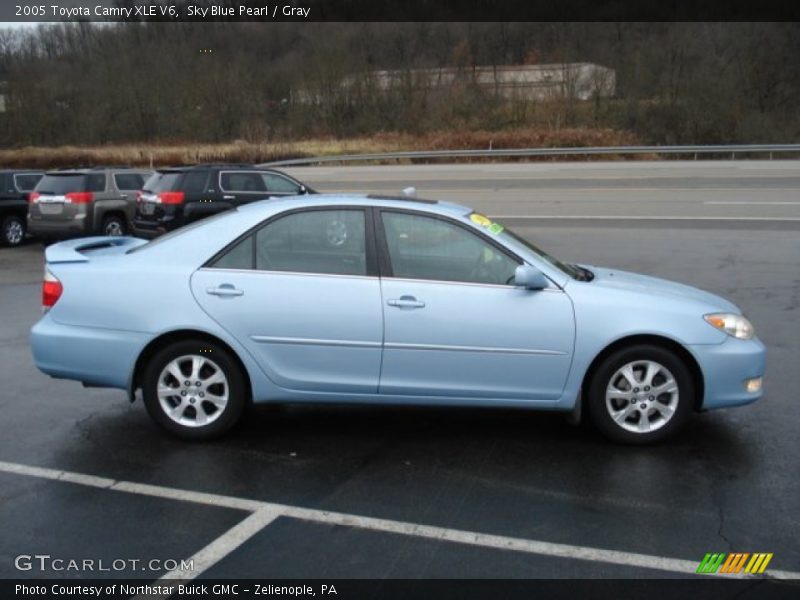 Sky Blue Pearl / Gray 2005 Toyota Camry XLE V6