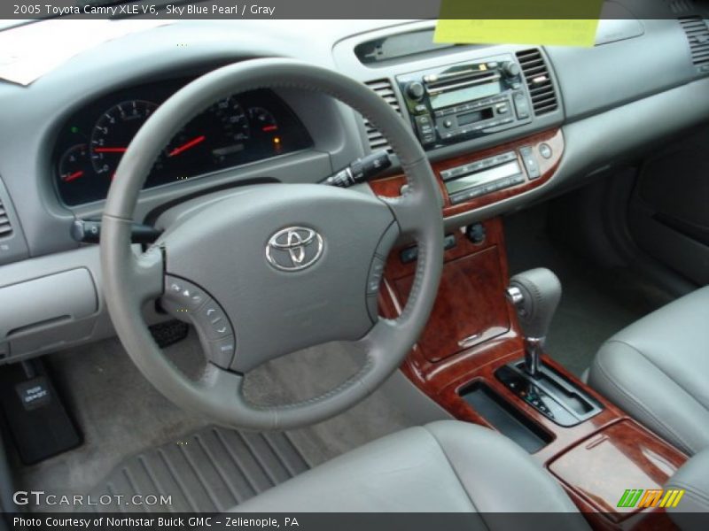 Sky Blue Pearl / Gray 2005 Toyota Camry XLE V6