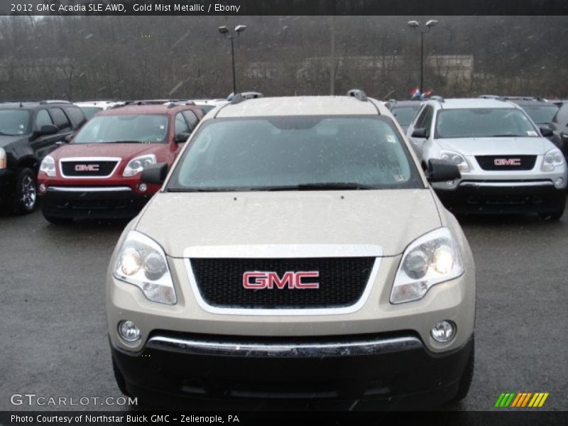 Gold Mist Metallic / Ebony 2012 GMC Acadia SLE AWD