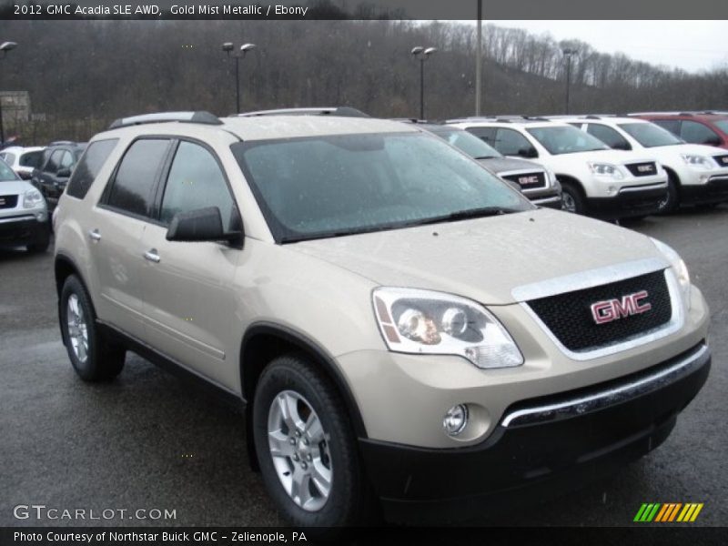 Gold Mist Metallic / Ebony 2012 GMC Acadia SLE AWD