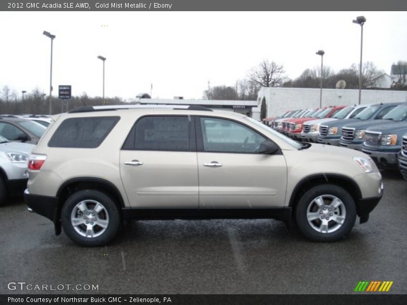 Gold Mist Metallic / Ebony 2012 GMC Acadia SLE AWD