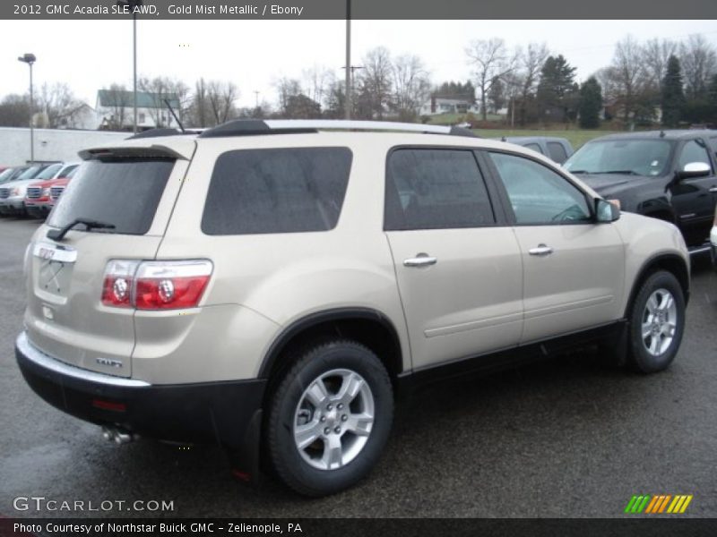 Gold Mist Metallic / Ebony 2012 GMC Acadia SLE AWD