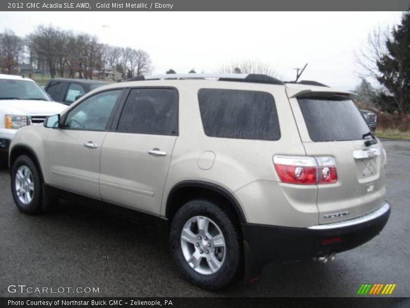 Gold Mist Metallic / Ebony 2012 GMC Acadia SLE AWD