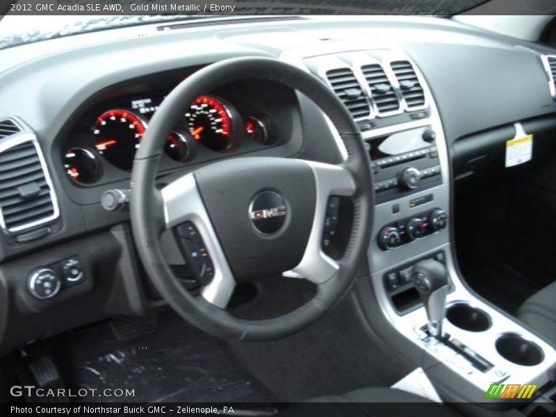 Gold Mist Metallic / Ebony 2012 GMC Acadia SLE AWD