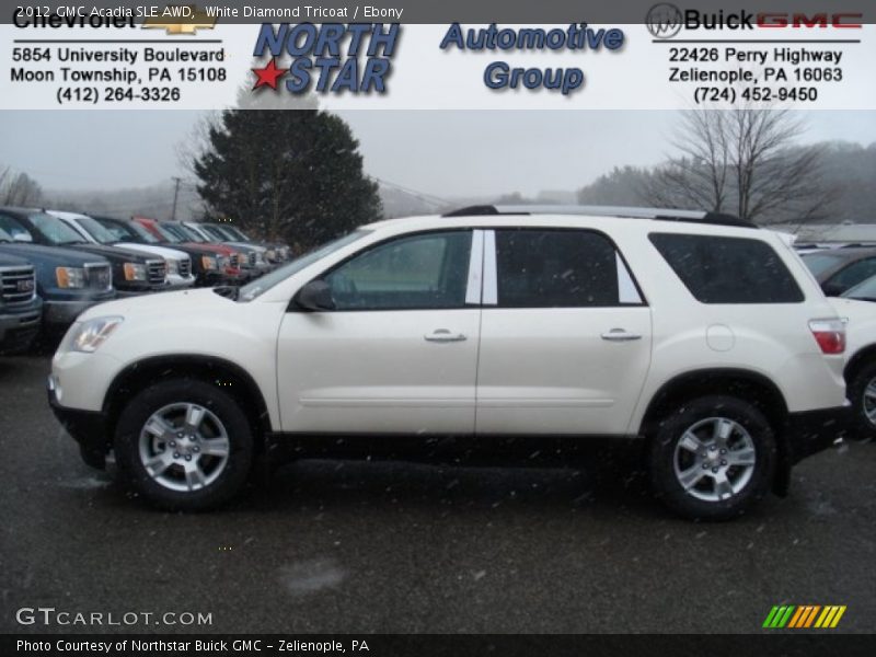 White Diamond Tricoat / Ebony 2012 GMC Acadia SLE AWD