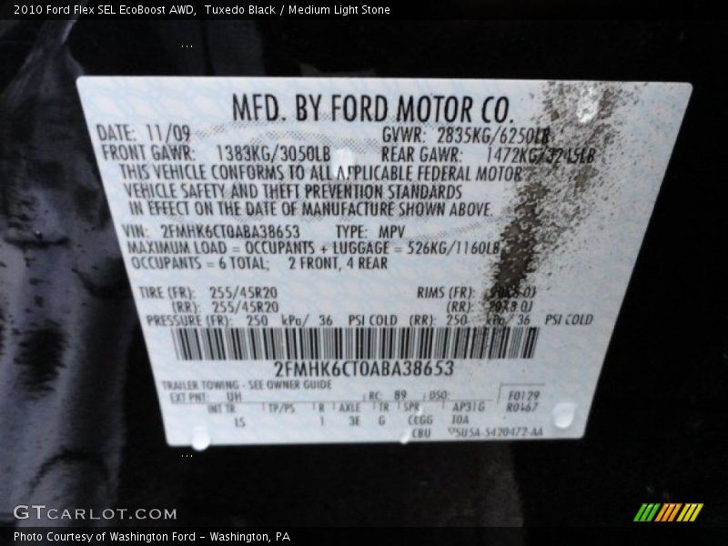 Tuxedo Black / Medium Light Stone 2010 Ford Flex SEL EcoBoost AWD