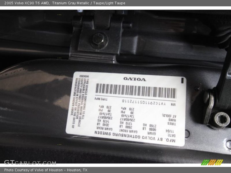 Titanium Gray Metallic / Taupe/Light Taupe 2005 Volvo XC90 T6 AWD