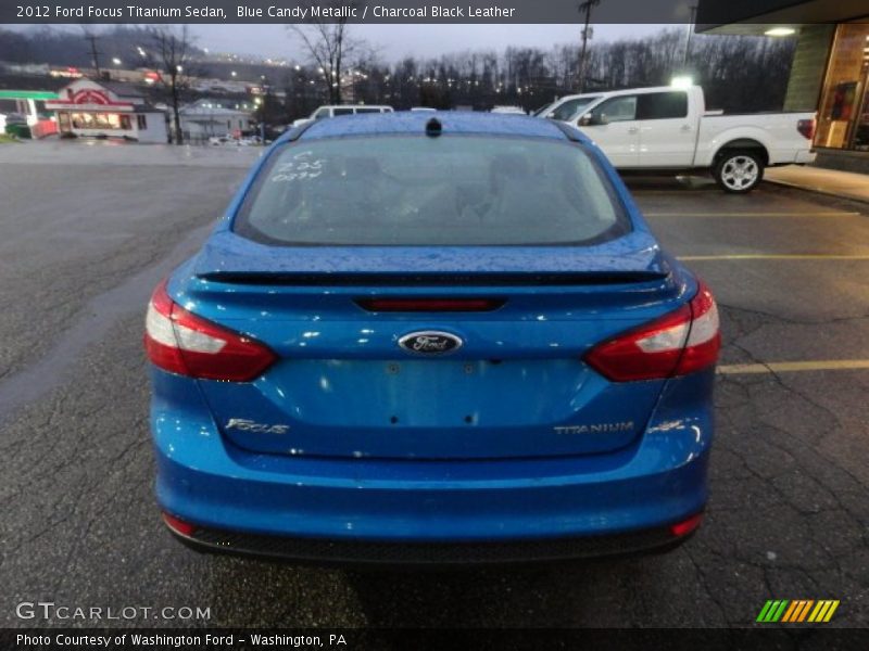 Blue Candy Metallic / Charcoal Black Leather 2012 Ford Focus Titanium Sedan
