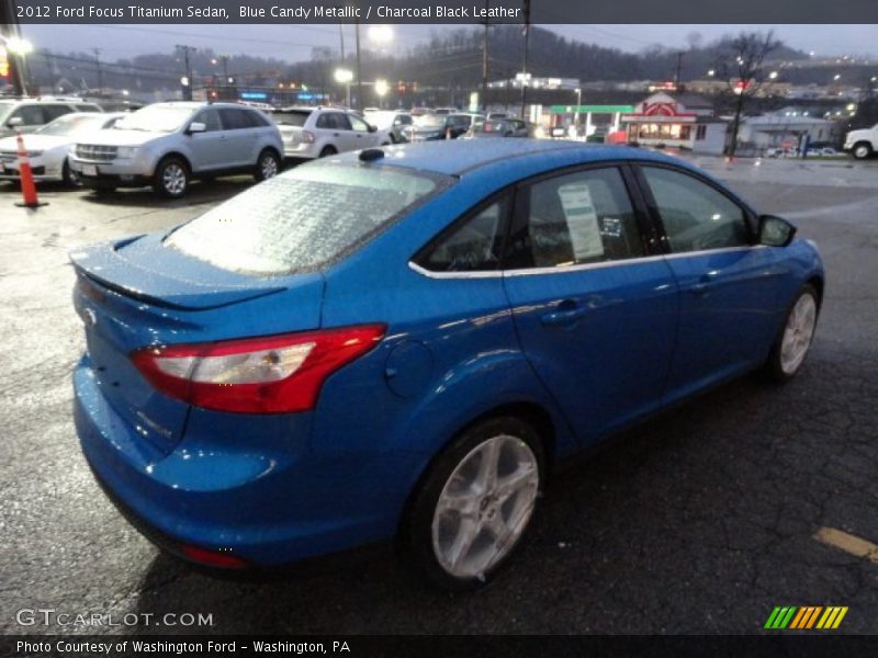 Blue Candy Metallic / Charcoal Black Leather 2012 Ford Focus Titanium Sedan