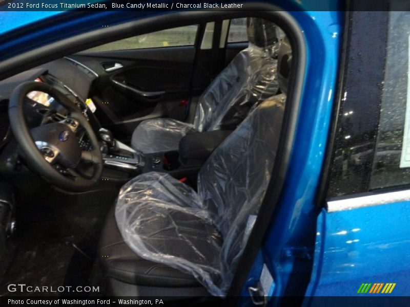 Blue Candy Metallic / Charcoal Black Leather 2012 Ford Focus Titanium Sedan
