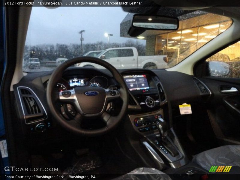 Blue Candy Metallic / Charcoal Black Leather 2012 Ford Focus Titanium Sedan