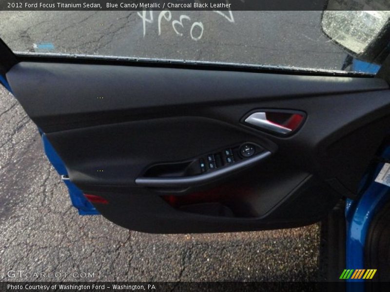 Blue Candy Metallic / Charcoal Black Leather 2012 Ford Focus Titanium Sedan