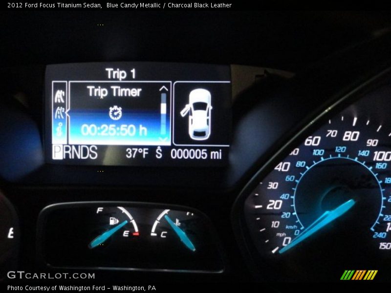 Blue Candy Metallic / Charcoal Black Leather 2012 Ford Focus Titanium Sedan