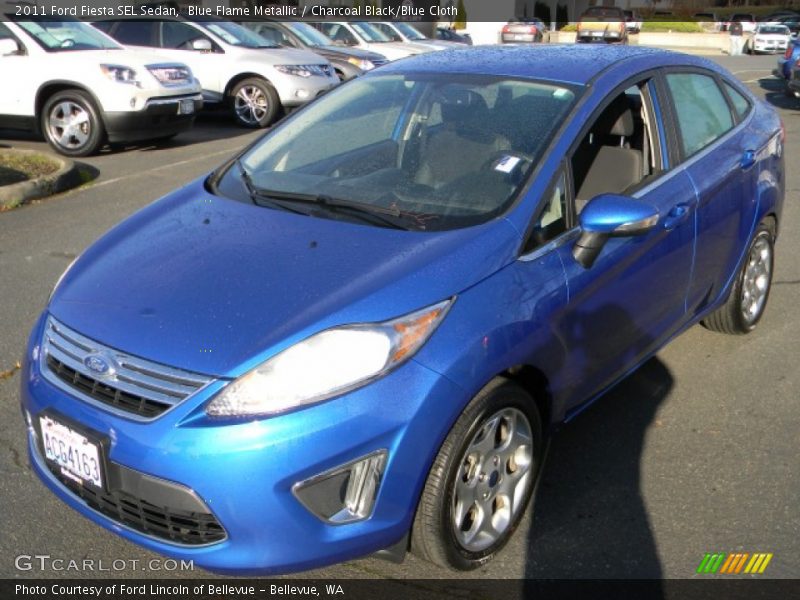 Blue Flame Metallic / Charcoal Black/Blue Cloth 2011 Ford Fiesta SEL Sedan