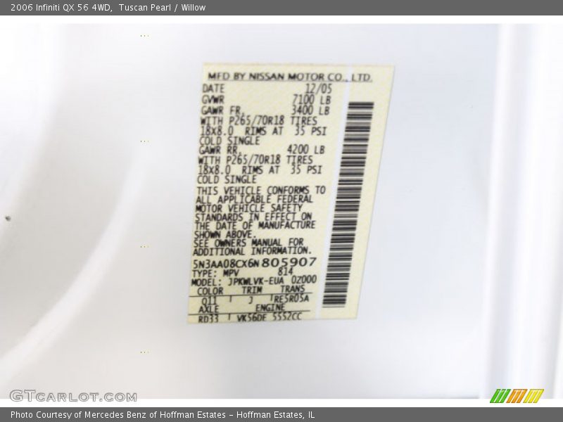 Tuscan Pearl / Willow 2006 Infiniti QX 56 4WD