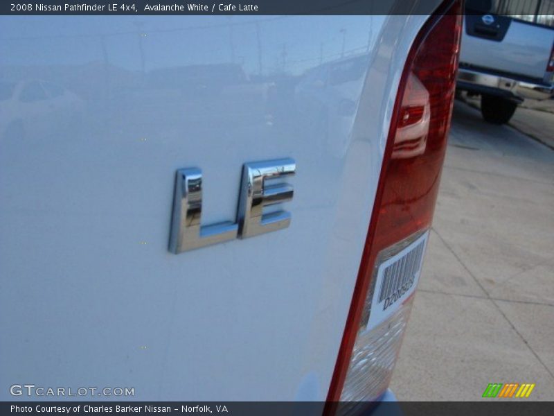 Avalanche White / Cafe Latte 2008 Nissan Pathfinder LE 4x4