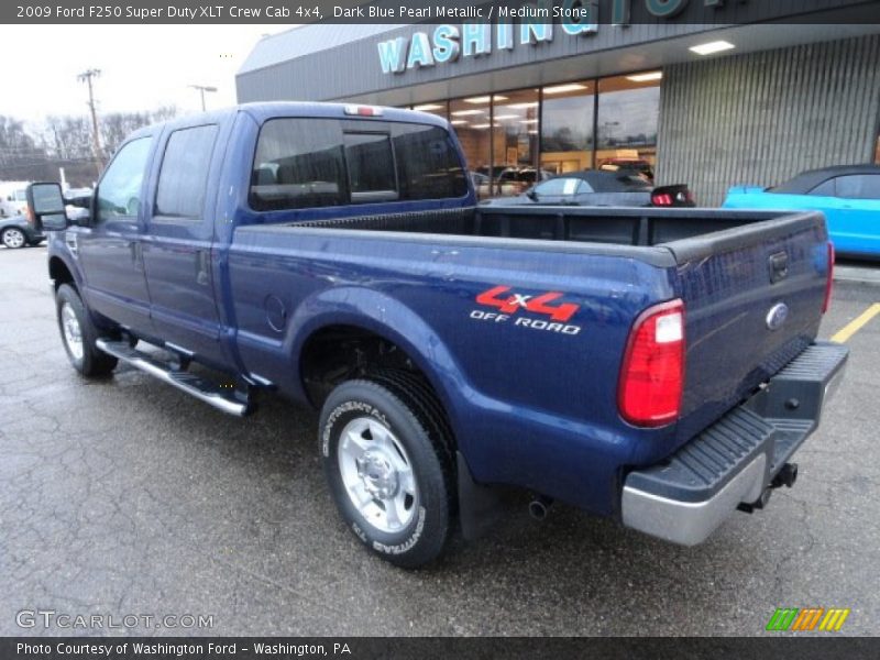 Dark Blue Pearl Metallic / Medium Stone 2009 Ford F250 Super Duty XLT Crew Cab 4x4