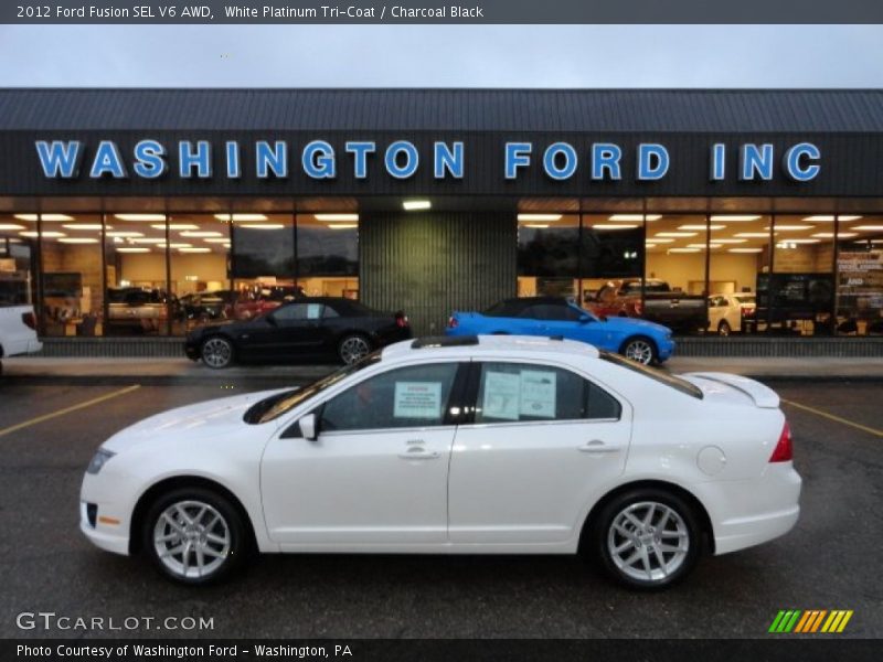 White Platinum Tri-Coat / Charcoal Black 2012 Ford Fusion SEL V6 AWD