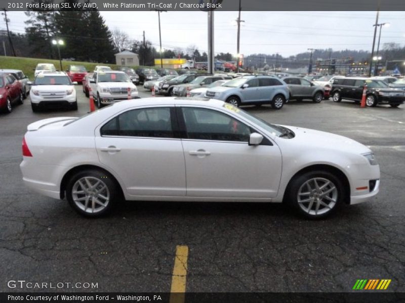White Platinum Tri-Coat / Charcoal Black 2012 Ford Fusion SEL V6 AWD