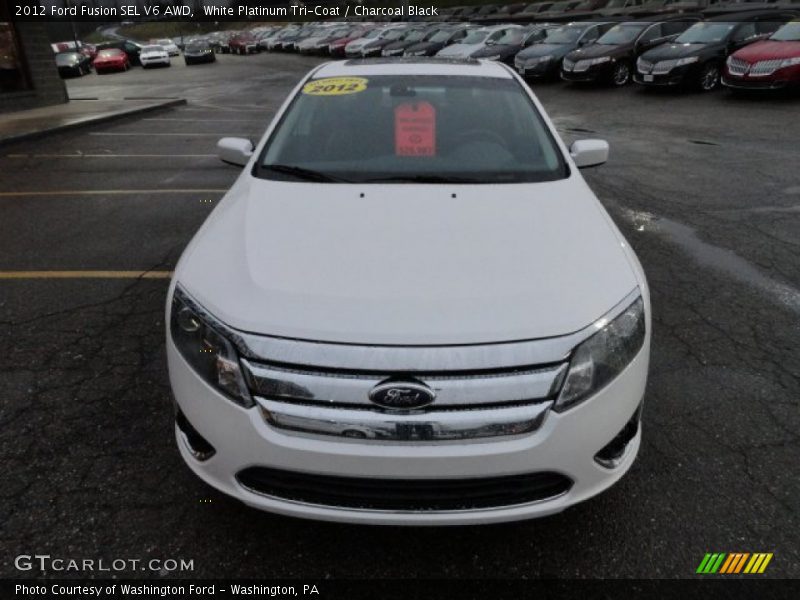 White Platinum Tri-Coat / Charcoal Black 2012 Ford Fusion SEL V6 AWD