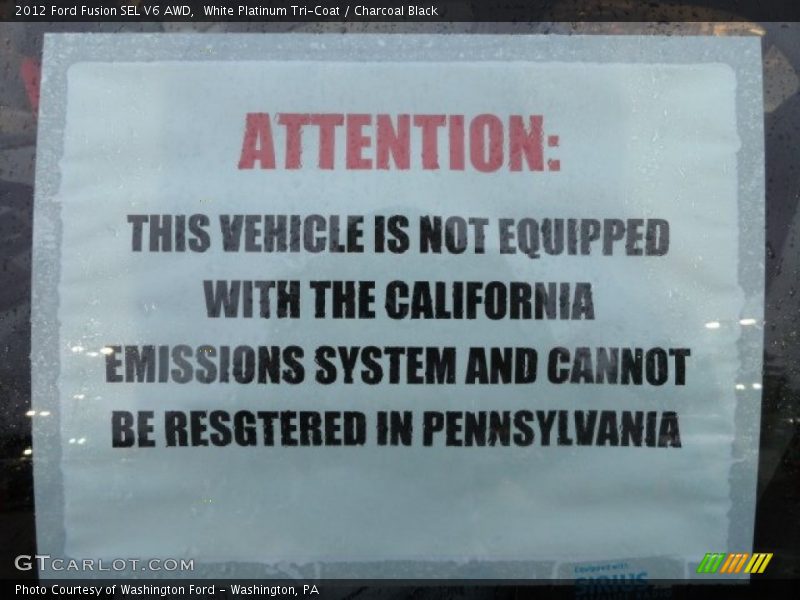 White Platinum Tri-Coat / Charcoal Black 2012 Ford Fusion SEL V6 AWD