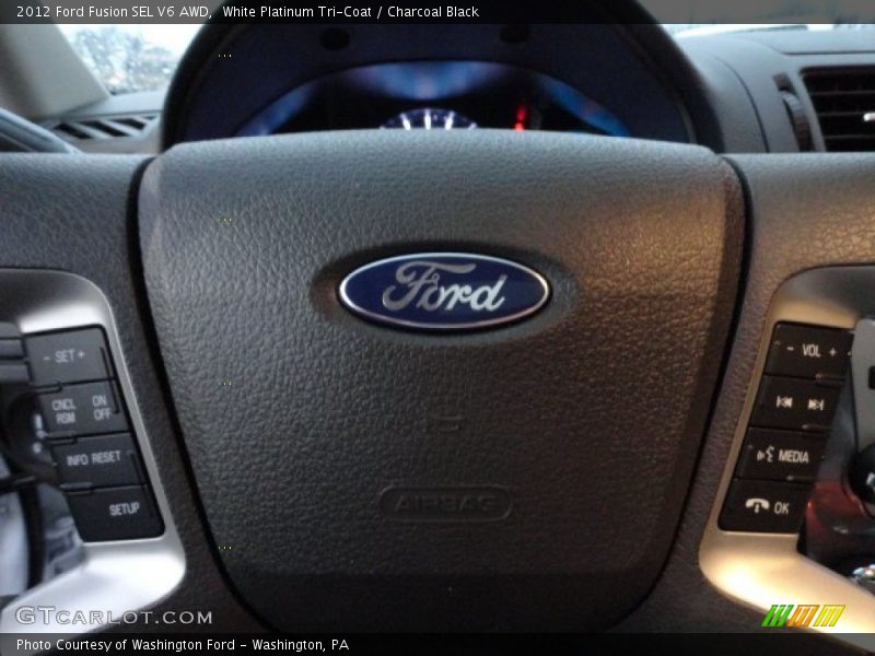 White Platinum Tri-Coat / Charcoal Black 2012 Ford Fusion SEL V6 AWD