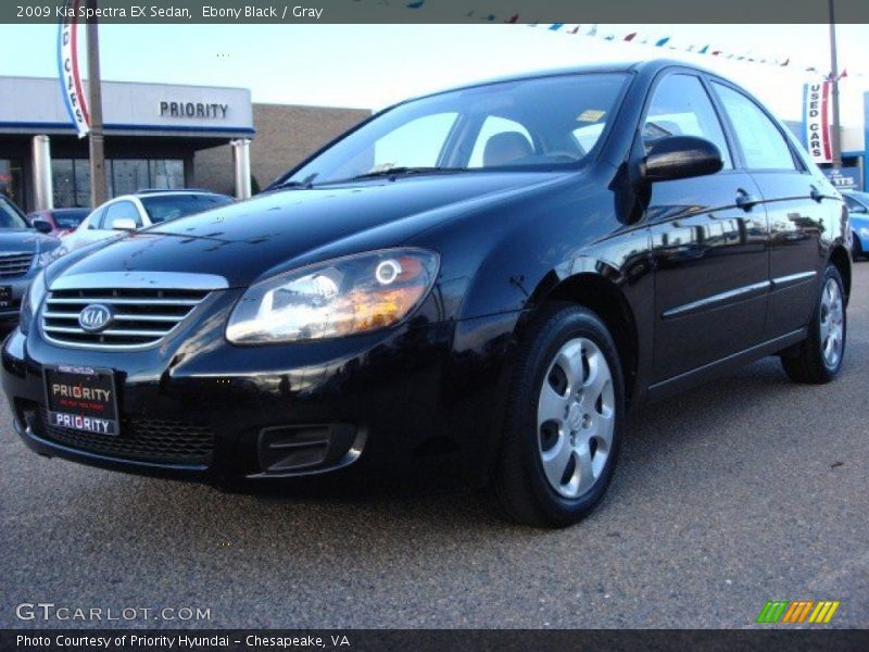 Ebony Black / Gray 2009 Kia Spectra EX Sedan