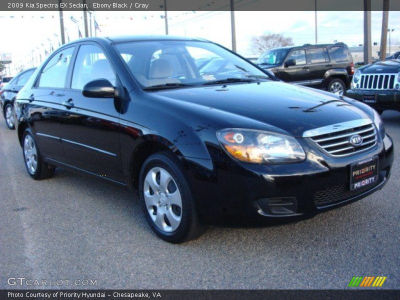 Ebony Black / Gray 2009 Kia Spectra EX Sedan