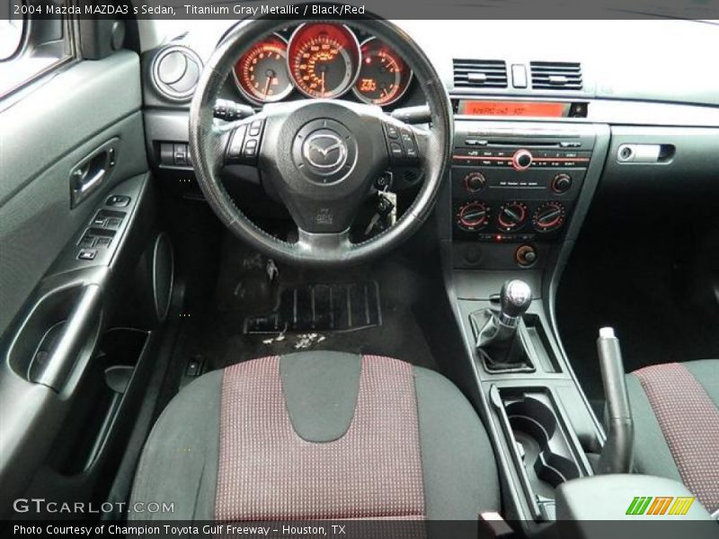 Titanium Gray Metallic / Black/Red 2004 Mazda MAZDA3 s Sedan