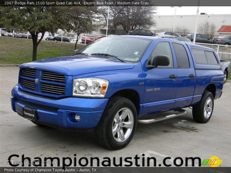 Electric Blue Pearl / Medium Slate Gray 2007 Dodge Ram 1500 Sport Quad Cab 4x4