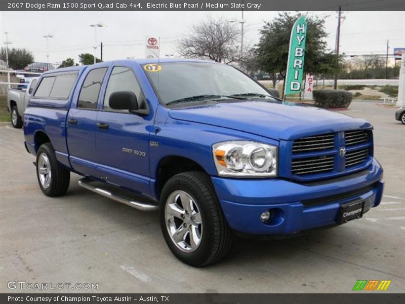 Electric Blue Pearl / Medium Slate Gray 2007 Dodge Ram 1500 Sport Quad Cab 4x4